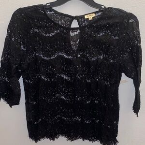 Lily White Black Lace Blouse